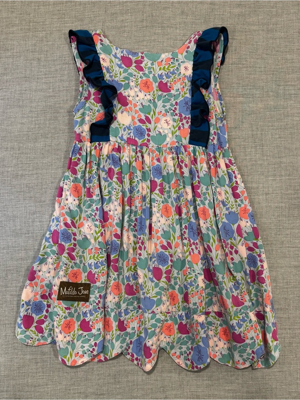Matilda Jane Girls Dress Size 6 Floral Ruffle Sleeveless Handkerchief Hem - Picture 4 of 6